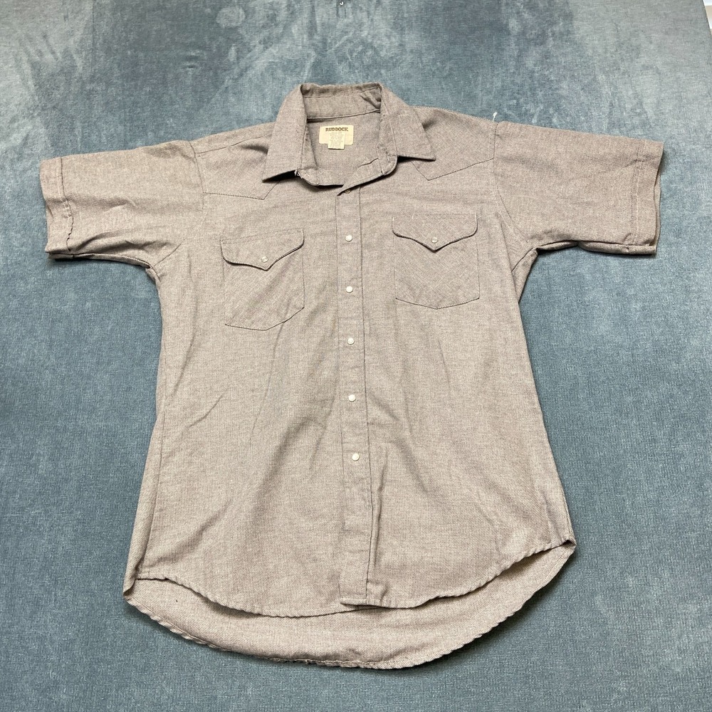 Ruddock Western Shirt Mens 16.5" Gray Short Sleeve Chest Pockets Classic Fit